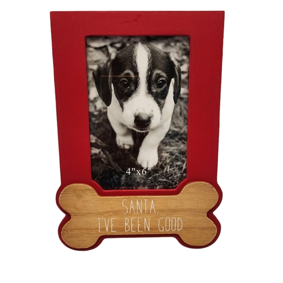Christmas Wooden Dog Picture Frame - Picture 1 of 3